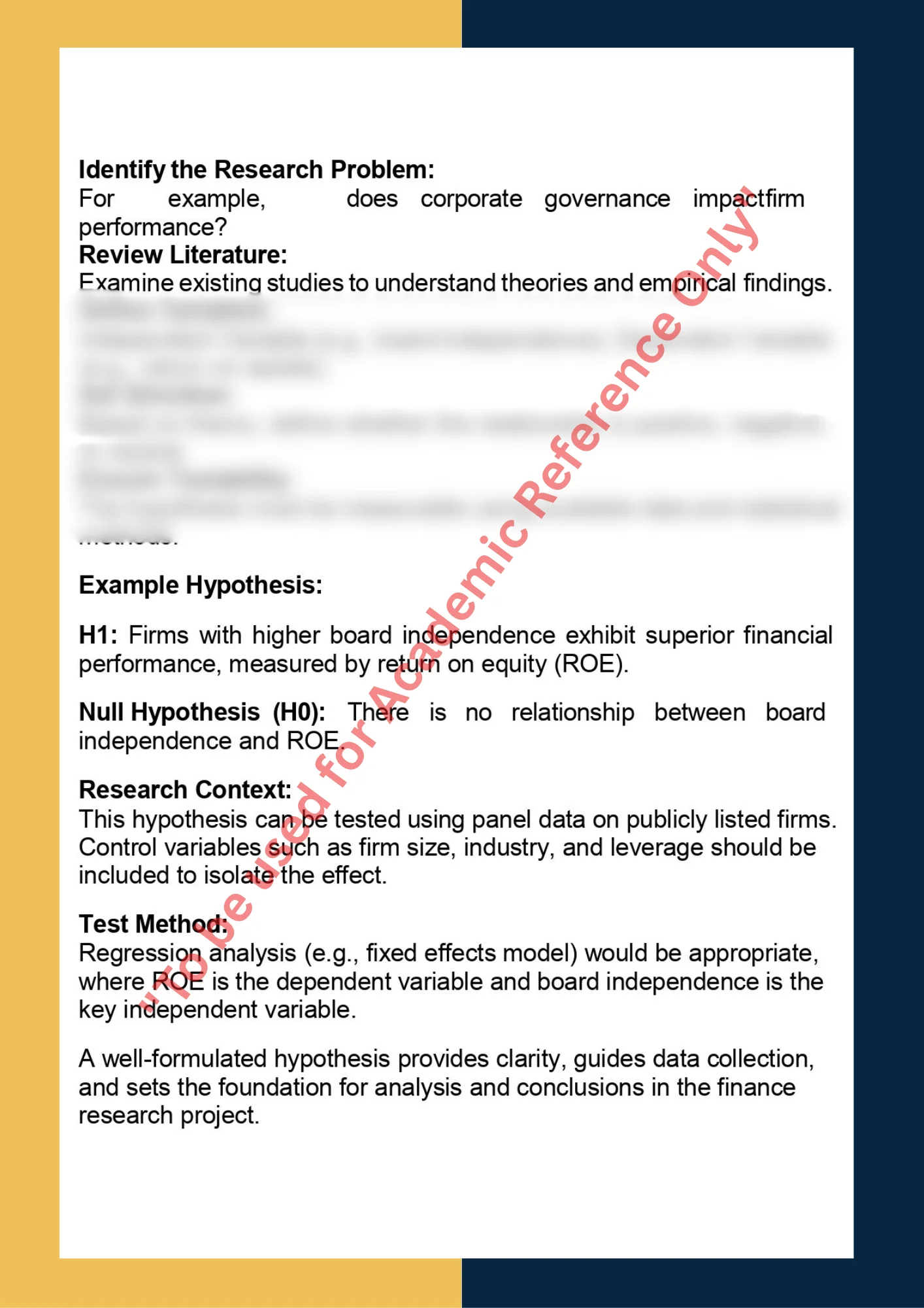 Sample Solution for - FINC7000– Finance Research Project 5